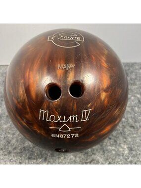 Vintage Ebonite Maxim IV Deep Amber Brown Swirl 12 lb 3 oz Bowling Ball 6N67272